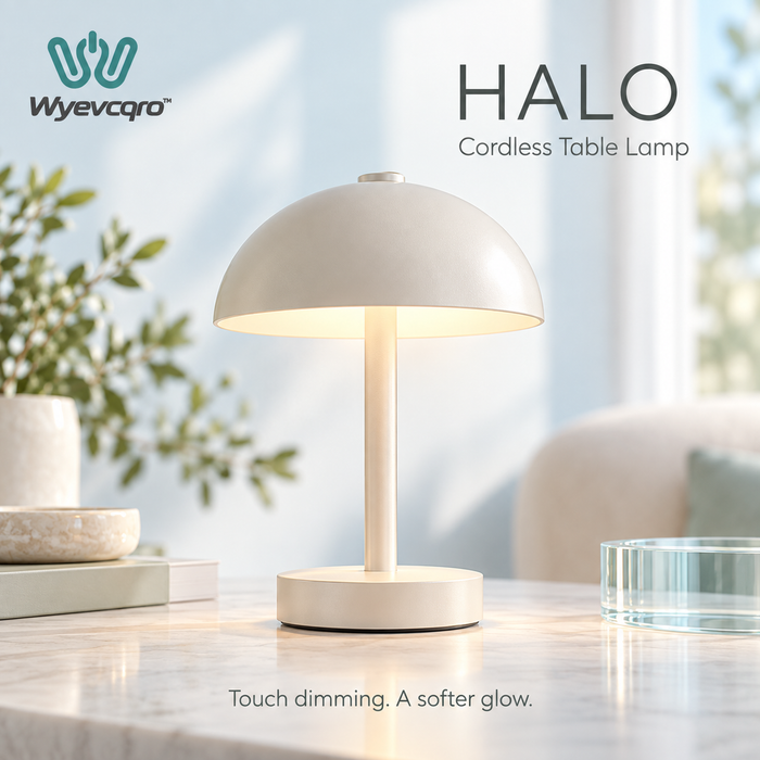 Wyevcqro™ Halo Cordless Table Lamp — Rechargeable LED Accent Light with Touch Dimming