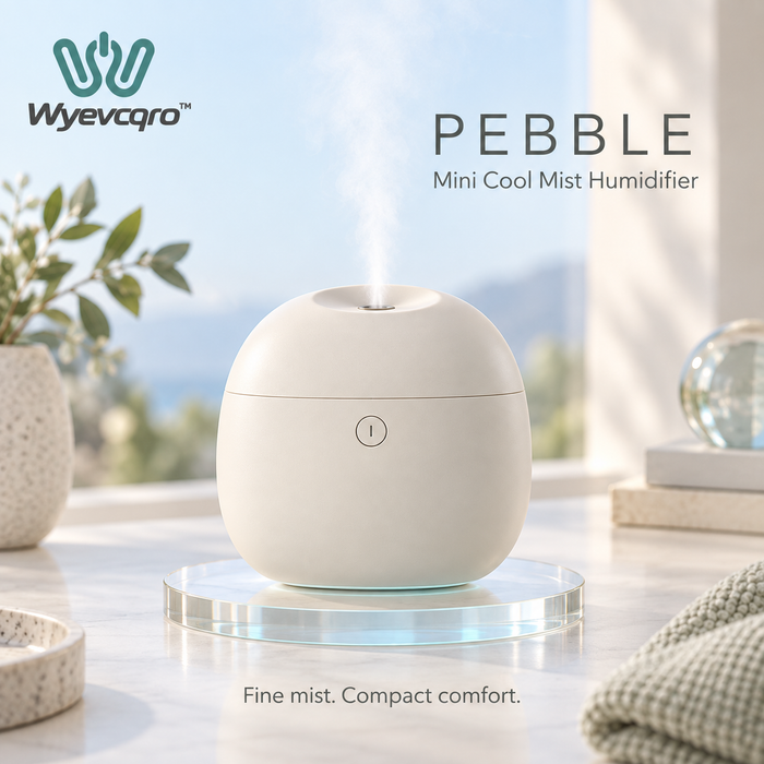 Wyevcqro™ Pebble Mini Humidifier — Compact USB Cool Mist Humidifier for Desks & Nightstands