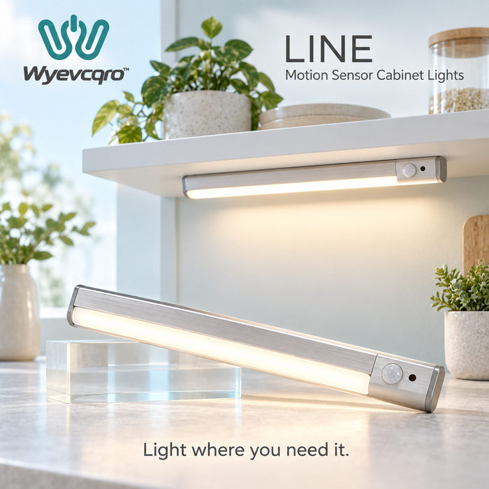 Wyevcqro™ Line Motion Sensor Cabinet Lights — Rechargeable Wireless LED Light Bars, 2-Pack